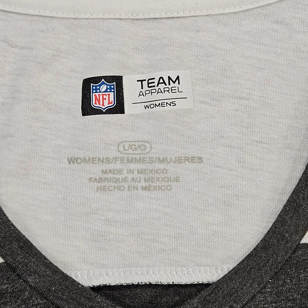 NFL Team Apparel New Orleans Saints V-Neck Shirt Womens Large Gray 3/4 Sleeve - Picture 2 of 5